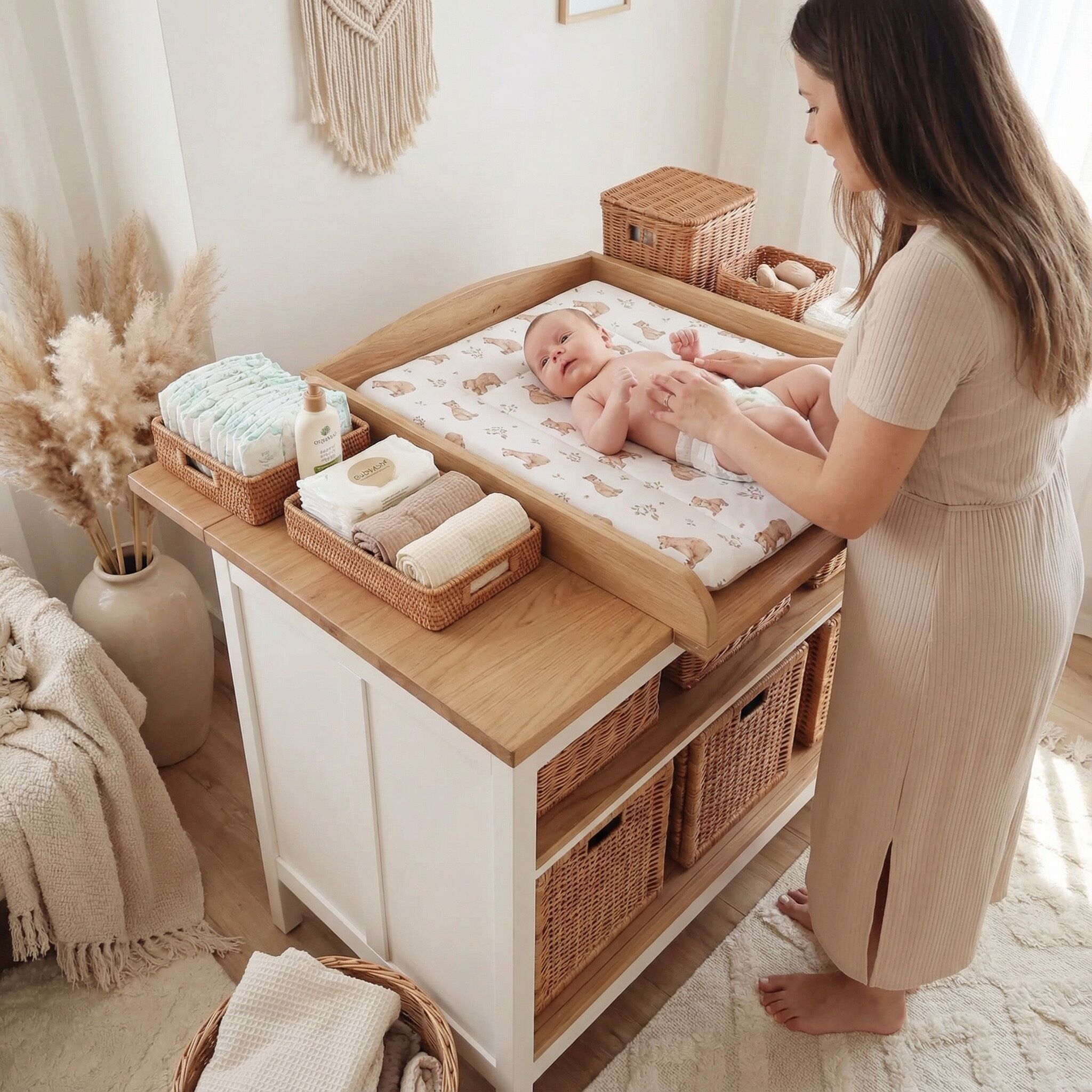 Wickelauflage Waffel Inklusive Abnehmbare Wasserdichte Unterlage | Happy Bears – Bild 1