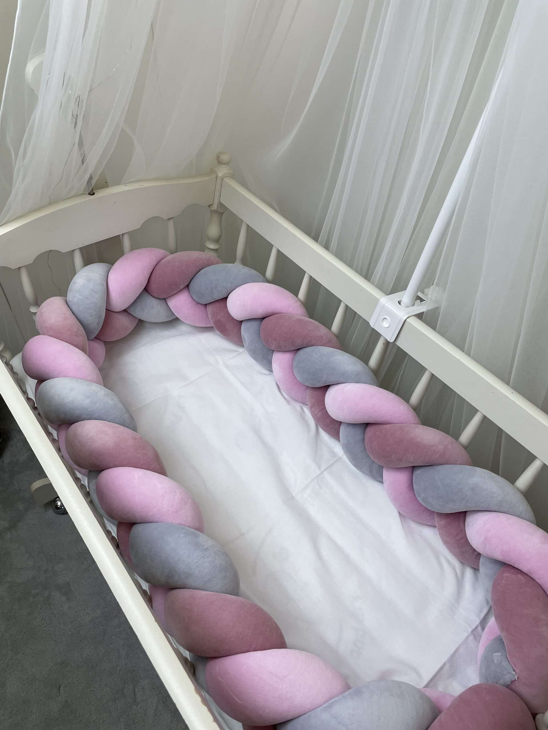 Bettschlange Velours Pink Grey – Bild 1