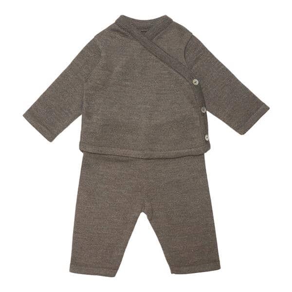 Huttelihut-Baby Set aus Merinowolle Braun – Bild 1