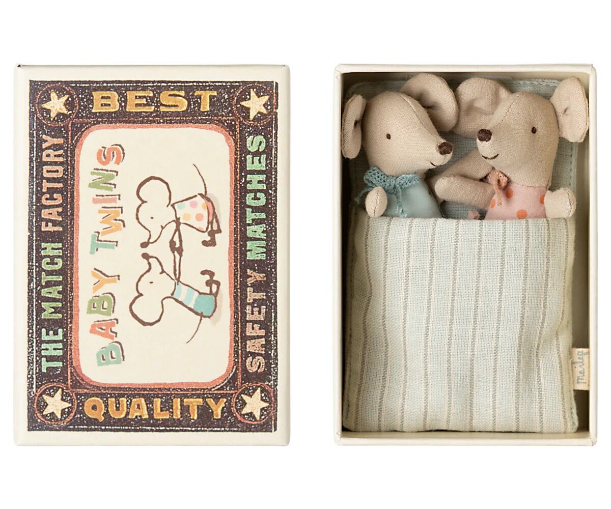 Maileg twins, baby mice in a matchbox - Image 1
