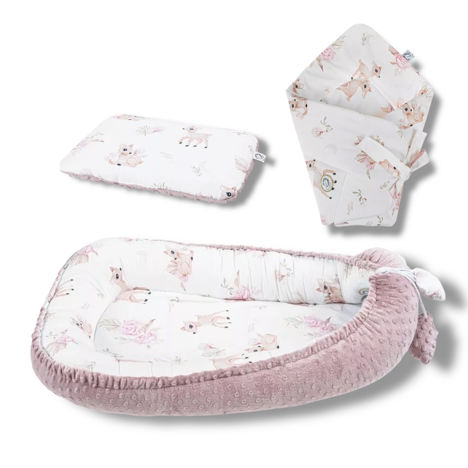 Babynest |Premium Baumwolle Minky|3er Set|Bambi Girl – Bild 1