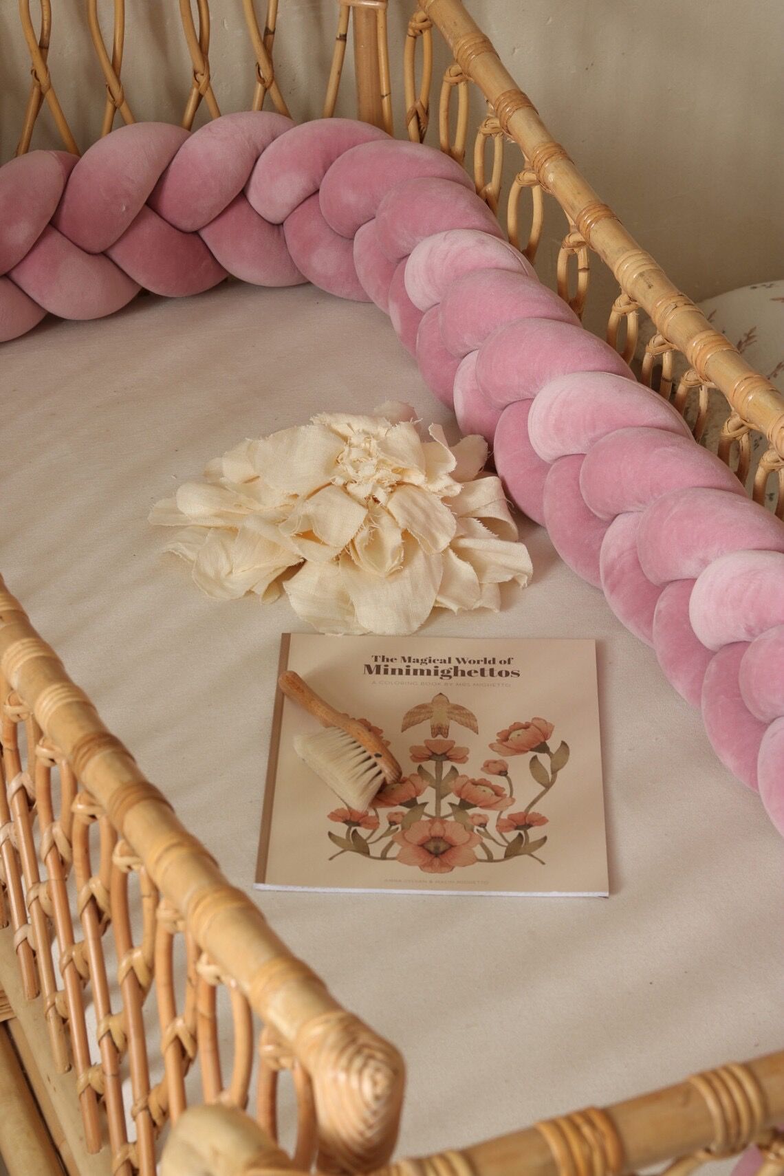 Bettschlange Velours – Geflochten |410 cm|Altrosa – Bild 1