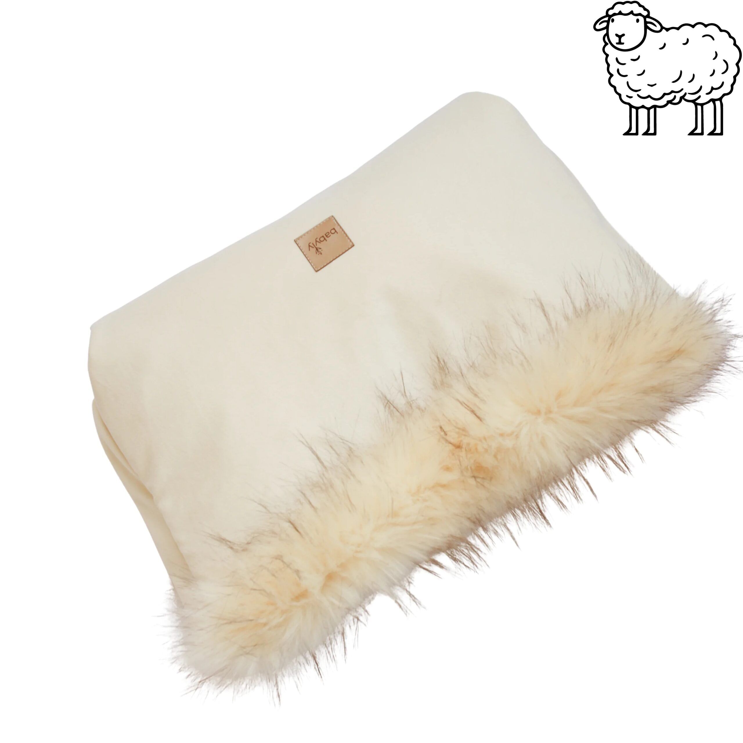 Woll-Handmuff für Kinderwagen – Cream – Bild 1